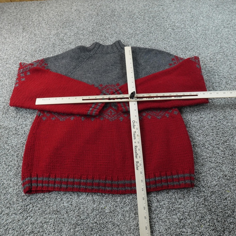 VTG J Crew Sweater Mens M Red Gray Nordic Fair Isle Wool 1/4 Zip Pullover Knit - Picture 4 of 7